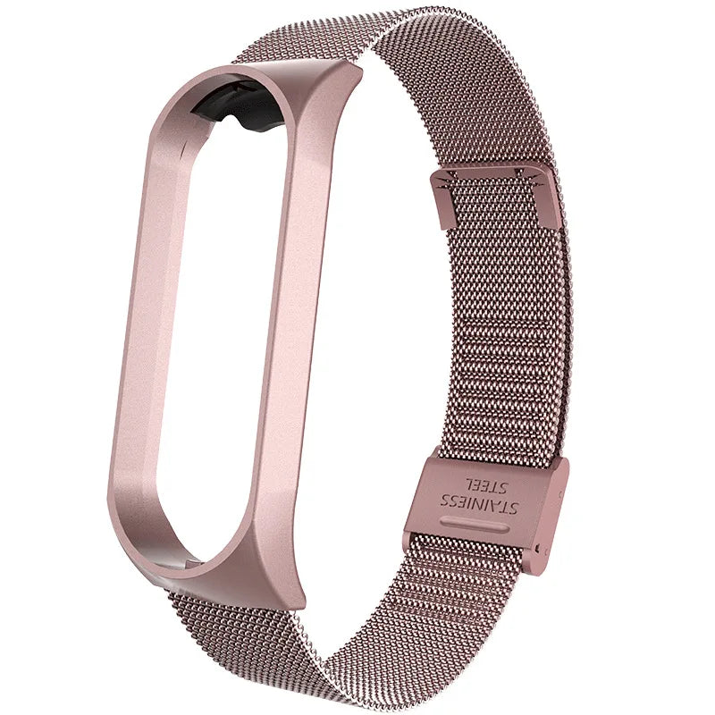 Metal Strap for Xiaomi Mi Band 3 4 5 6 7 – Stainless Steel Smartwatch Band Axl Rose pink For Mi Band 5 6