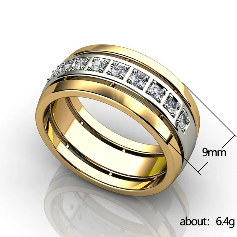 Huitan CZ Eternity Couple Wedding Band Ring – Sizes 5–14 Wedding Band Ring Axl