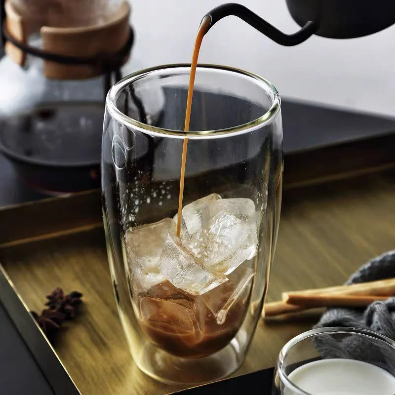 KEMORELA Double Wall Glass Cup – Heat-Resistant Borosilicate Double Wall Glass Cup Axl