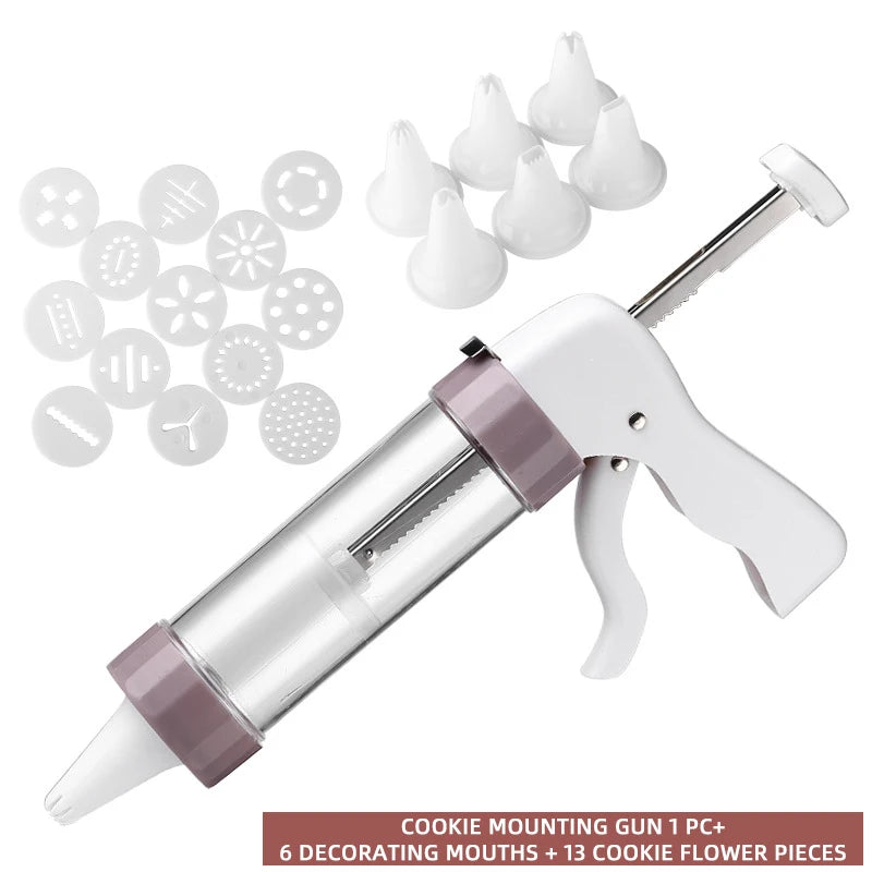 20-Piece Cream Squeeze Cake Decorating Set – Cookie Piping Gun Cake Decorating Set Axl Transparent