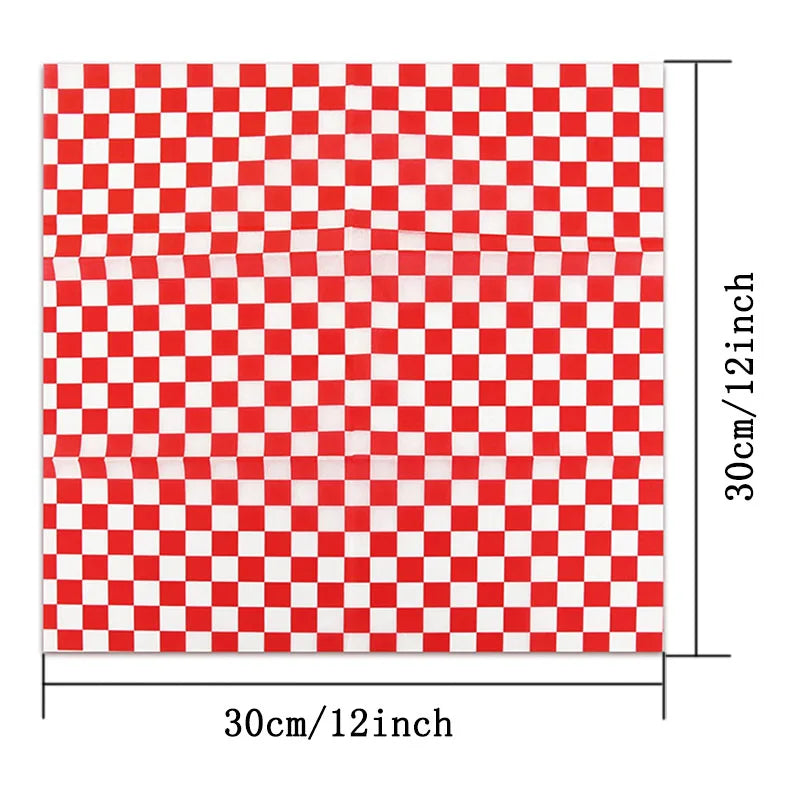 Red & White Checkered Wax Paper Basket Liners 12x12" | 24–500 Pack Food Basket Liners Axl