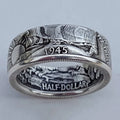 Huitan 1945 Half Dollar Vintage Men's Ring | Zinc Alloy Men's Fashion Ring Axl H166 Antique Silver Plated 7