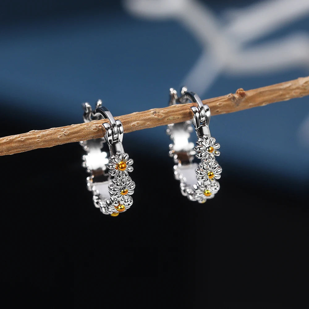 Huitan Daisy Hoop Earrings – Bridal & Everyday Jewelry Hoop Earrings Axl