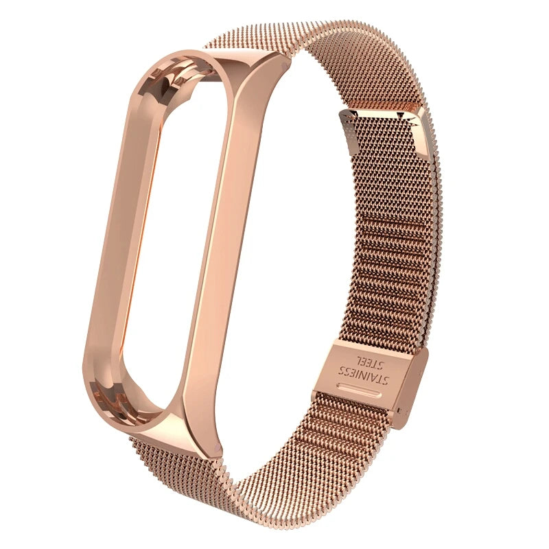 Metal Strap for Xiaomi Mi Band 3 4 5 6 7 – Stainless Steel Smartwatch Band Axl Rose Gold For Mi Band 3 4