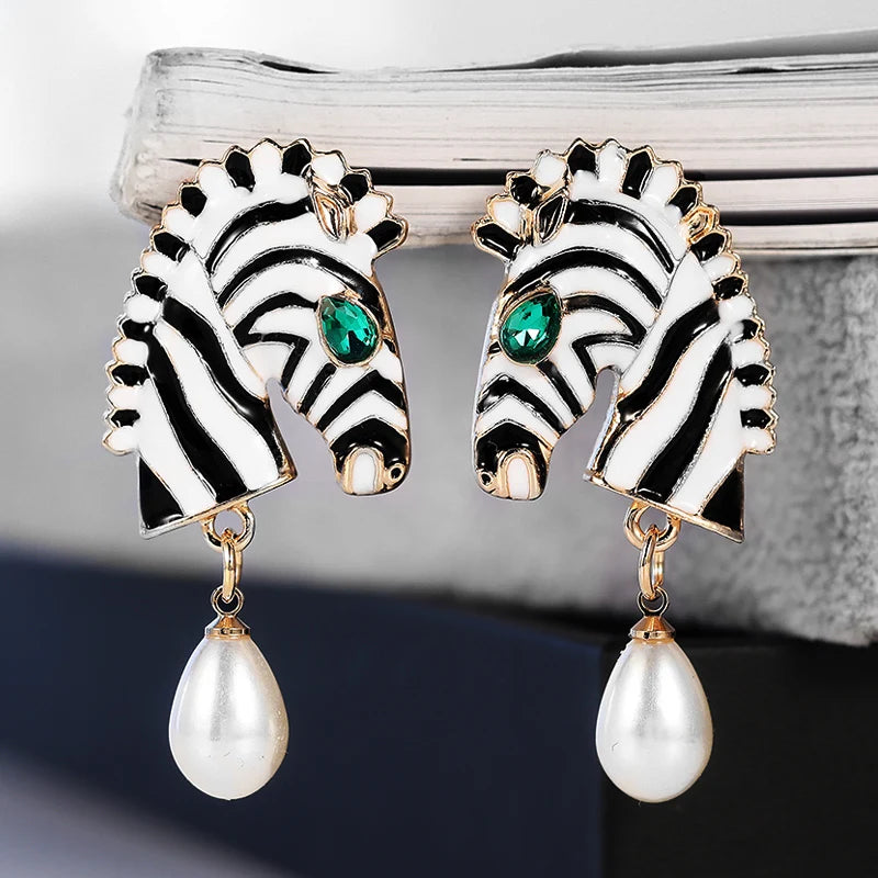 Huitan Animal Dangle Earrings – Imitation Pearl Drop Drop Dangle Earrings Axl