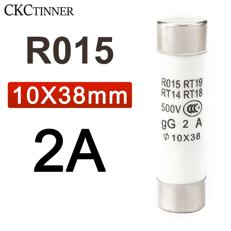 10Pcs Ceramic Fast-Blow Fuse 10x38mm 500V RO15 RT14 RT18 Ceramic Fuse Axl 2A 10PCS