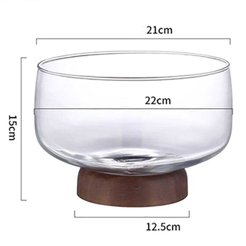 Glass & Wood Fruit Tray 8" – Decorative Serving Bowl | KEMORELA Decorative Serving Tray Axl