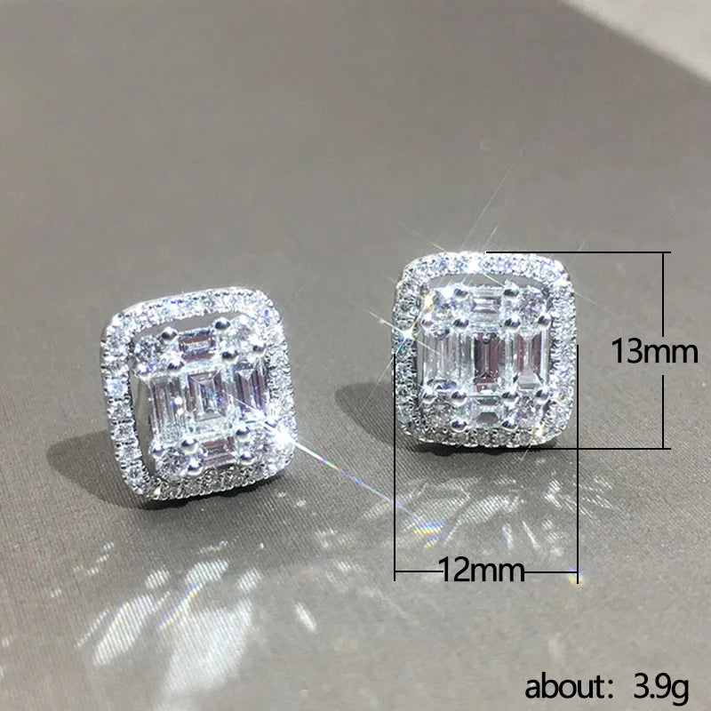 Huitan Geometric Cubic Zirconia Stud Earrings | Women's Fashion Stud Earrings Axl