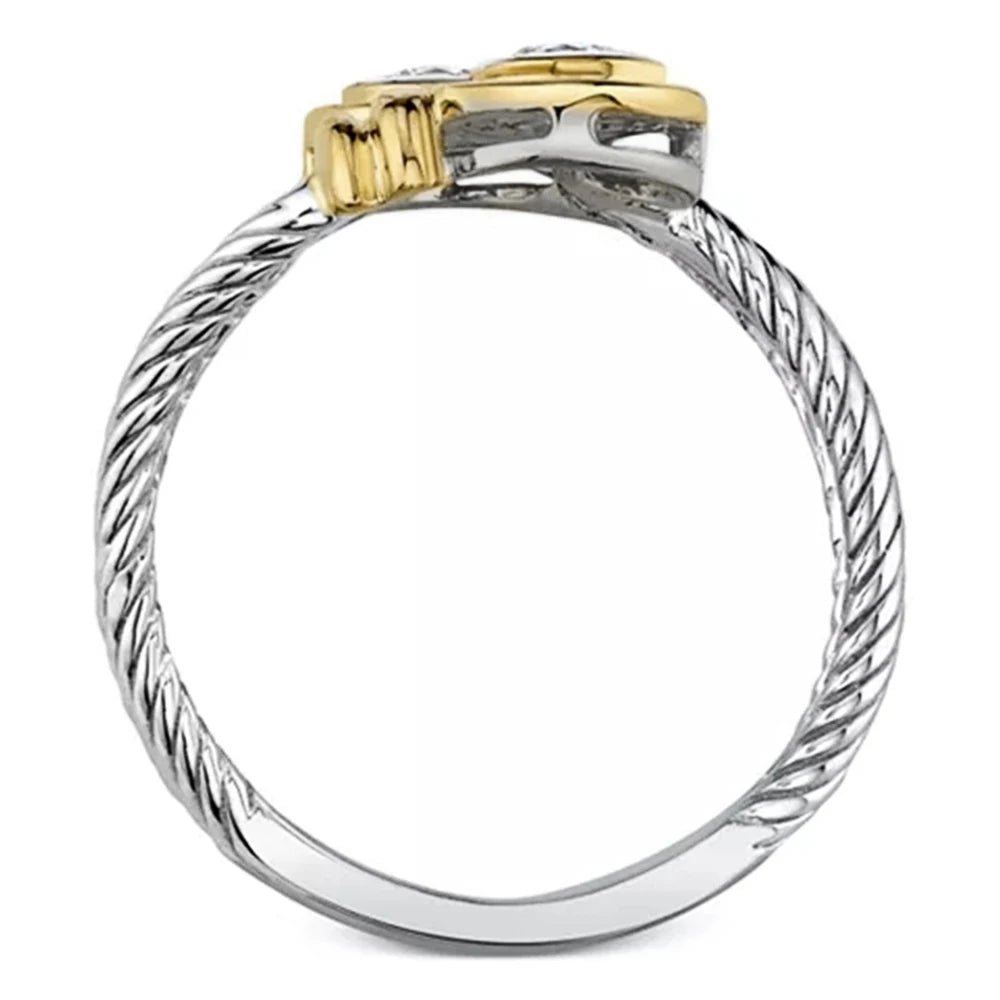 Huitan Interlaced Zipper Ring – Women's CZ Fashion Band Fashion Ring Axl