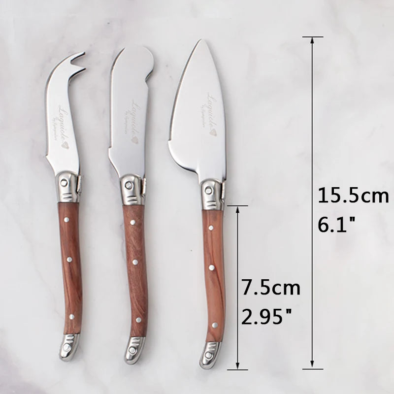 3-Piece Laguiole Cheese Knife Set – Wood Handle Spreaders Cheese Knife Set Axl