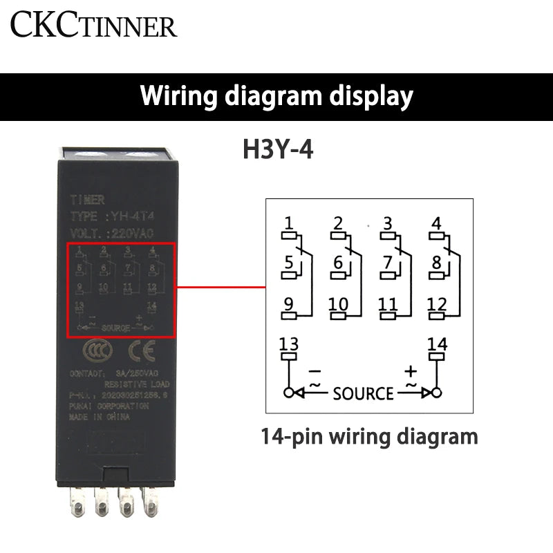H3Y-2/H3Y-4 Digital Time Relay + Base Socket | 12V–220V Digital Time Relay Axl