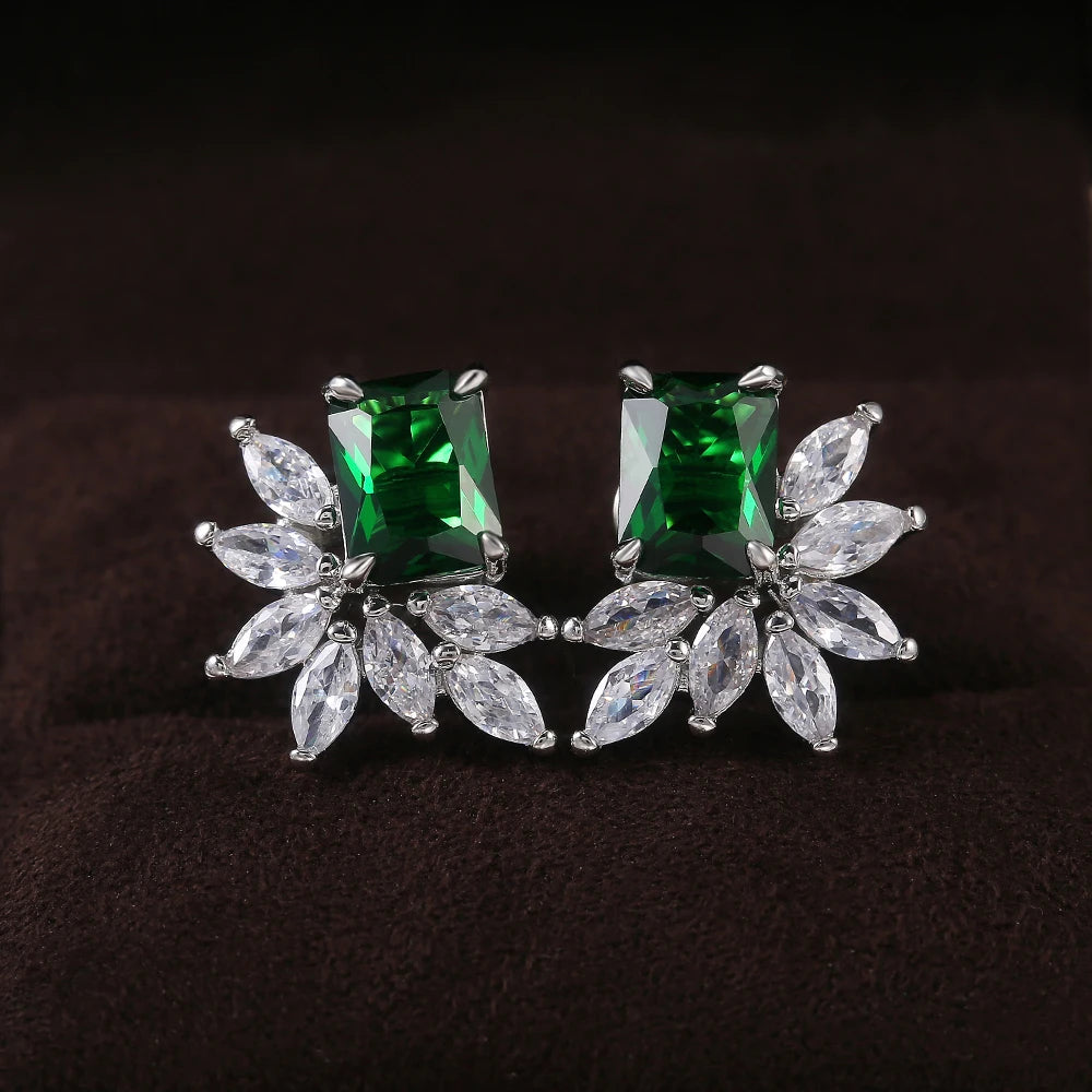 Huitan CZ Stud Earrings – Red, Green & Blue Cubic Zirconia CZ Stud Earrings Axl E637
