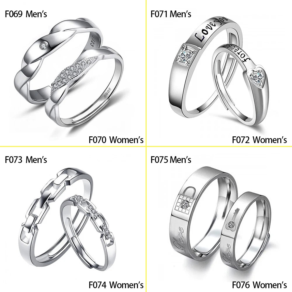 Huitan His King Her Queen Engraved Couple Ring – CZ Wedding Band Couple Wedding Ring Axl