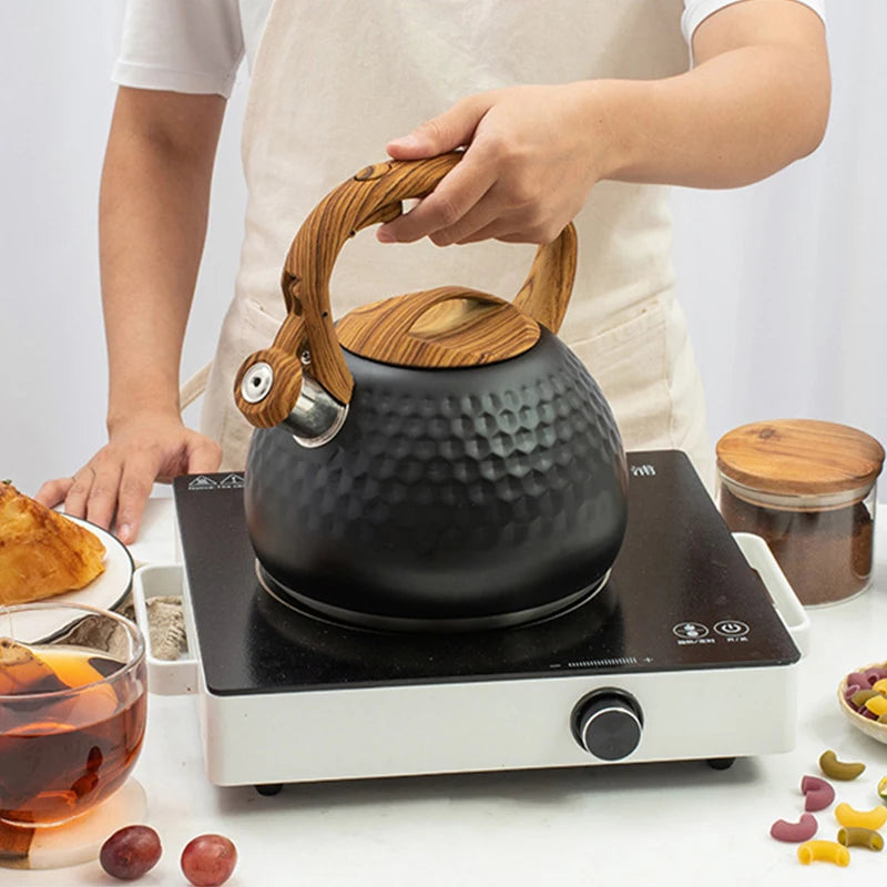 KEMORELA 3L Stainless Steel Whistling Kettle | Hammer Pattern Stovetop Whistling Kettle Axl