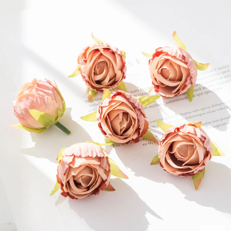 Silk Tea Bud Rose Artificial Flowers – Wedding & Home Décor Artificial Silk Flowers Axl Brown 50pieces