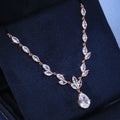 Huitan Water Drop CZ Pendant Necklace | Iced Out Women's Jewelry Pendant Necklace Axl ROSE GOLD COLOR 37.5cm 5cm WHITE