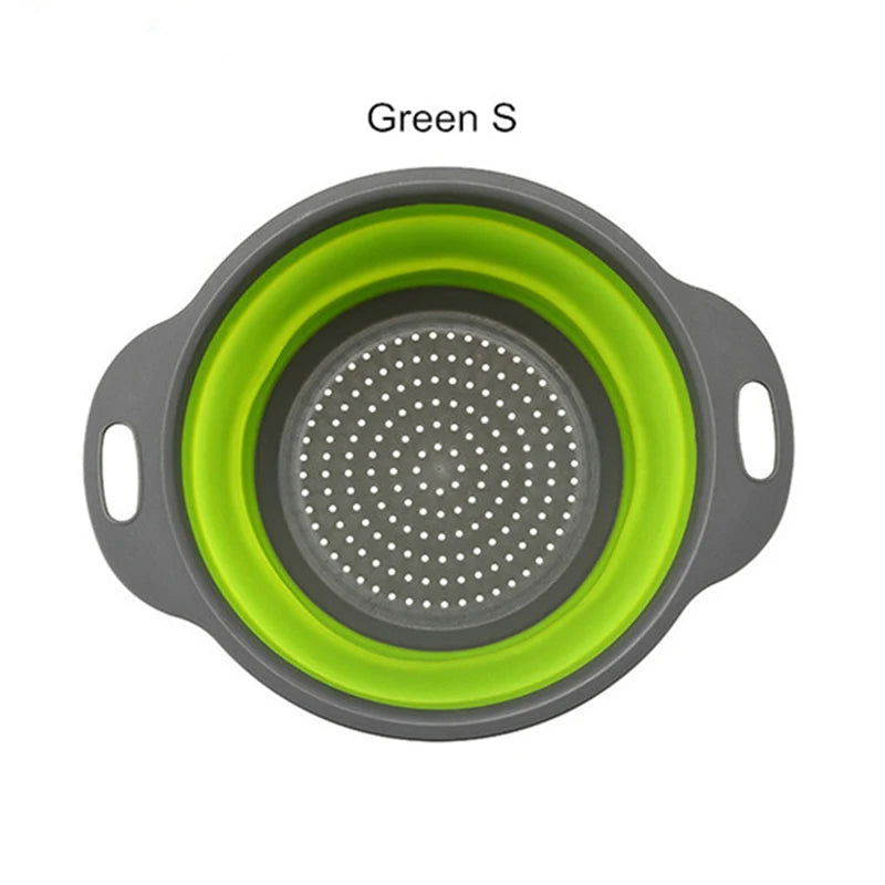 Collapsible Silicone Colander – Foldable Fruit & Veggie Strainer Collapsible Colander Axl Round-Green-S