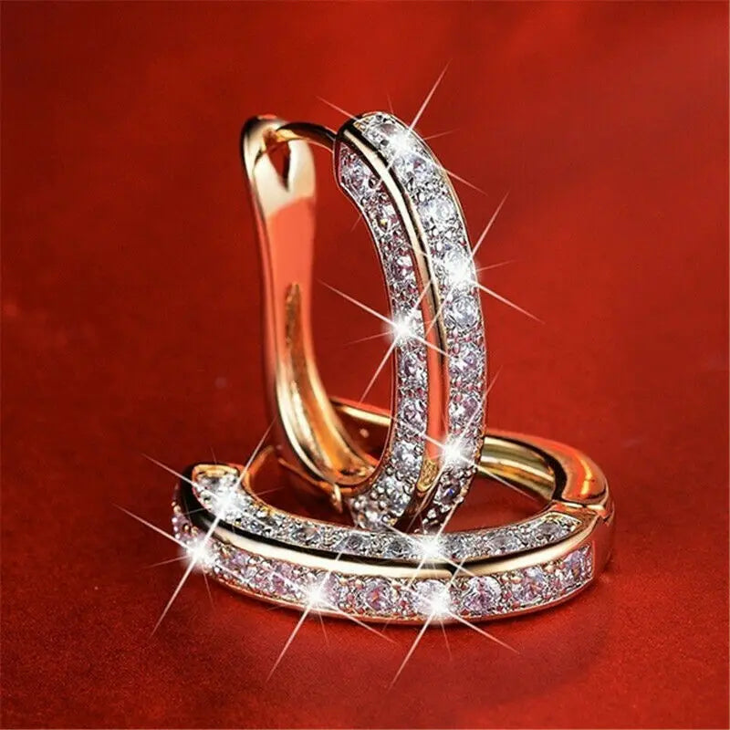 Huitan Micro Paved CZ Small Hoop Earrings for Women – 3 Colors Hoop Earrings Axl