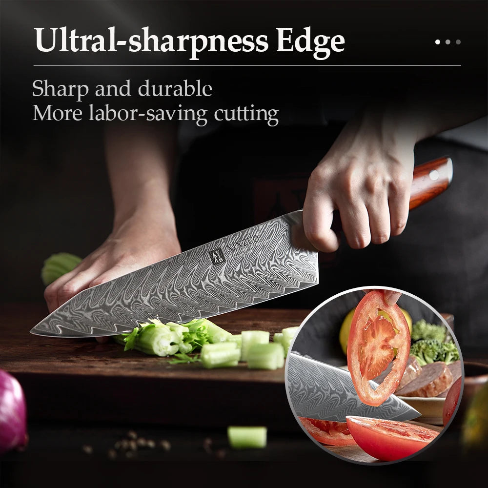 XINZUO 8.5" Damascus Chef Knife – VG10 Steel & Rosewood Handle Damascus Chef Knife Axl