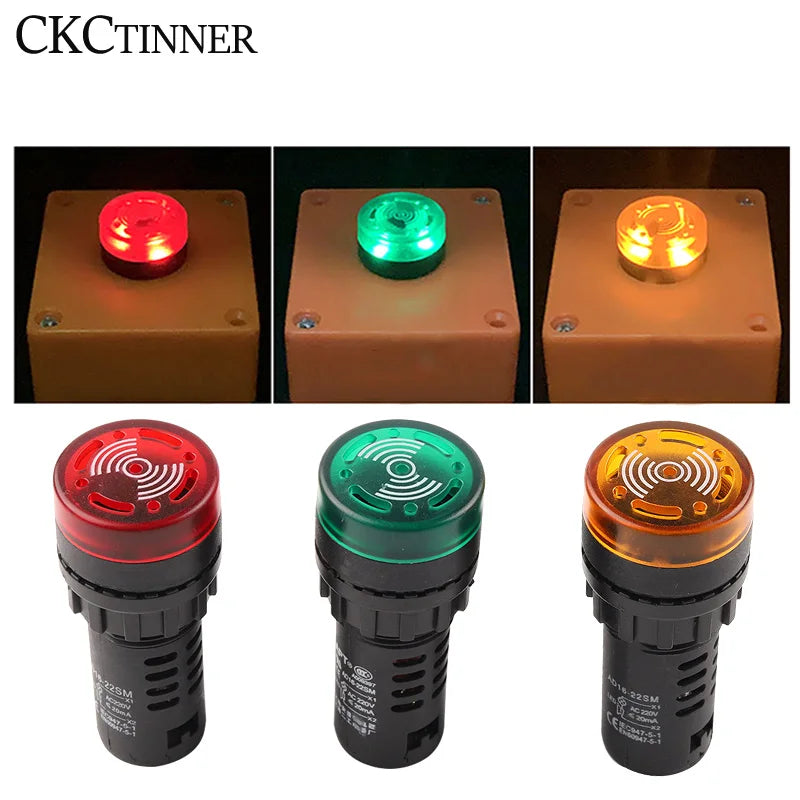 AD16-22SM 22mm LED Flash Signal Indicator Light & Buzzer Alarm LED Indicator Light Axl