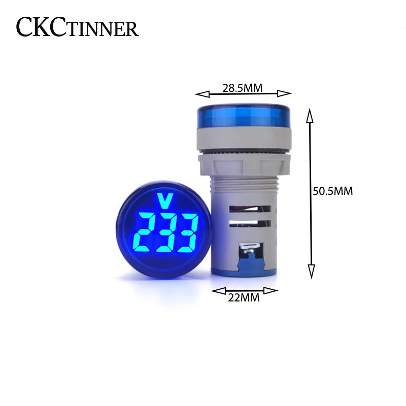 22MM Mini Digital Voltmeter AC 20-500V LED Panel Indicator Digital Panel Voltmeter Axl blue