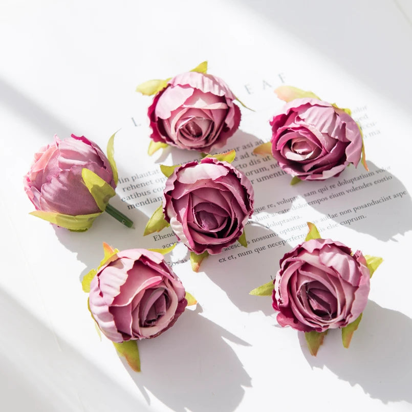 Silk Rose Tea Bud Artificial Flowers – 30 or 100 Pack Artificial Silk Flowers Axl purple 100 Pieces
