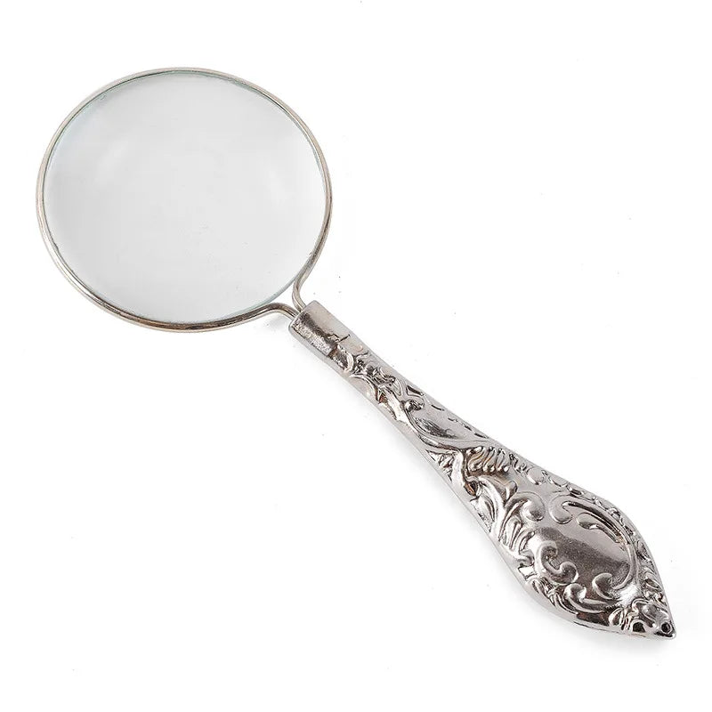5X Handheld Magnifying Glass – Metal Carved Loupe for Reading & Crafts Handheld Magnifying Glass Axl