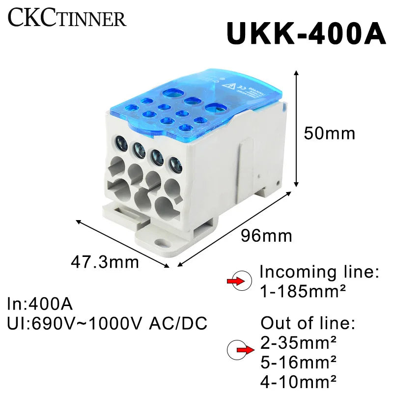 DIN Rail Terminal Block Distribution Box 125A–500A | UKK Terminal Block Axl
