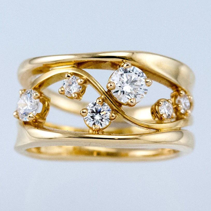 Huitan Hollow Band Ring – Cubic Zirconia Women's Fashion Ring Fashion Ring Axl WHITE Gold-color 10