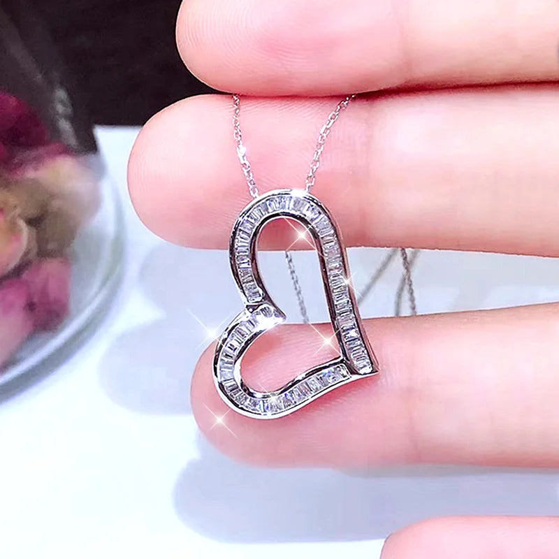 Huitan Heart CZ Pendant Necklace – Korean Fashion Women's Jewelry Pendant Necklace Axl