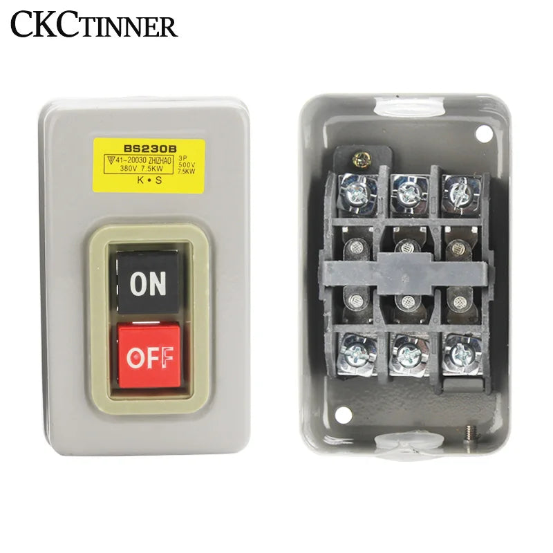 Three-Phase Motor Start Stop Push Button Switch 10A 380V BS216B Push Button Switch Axl