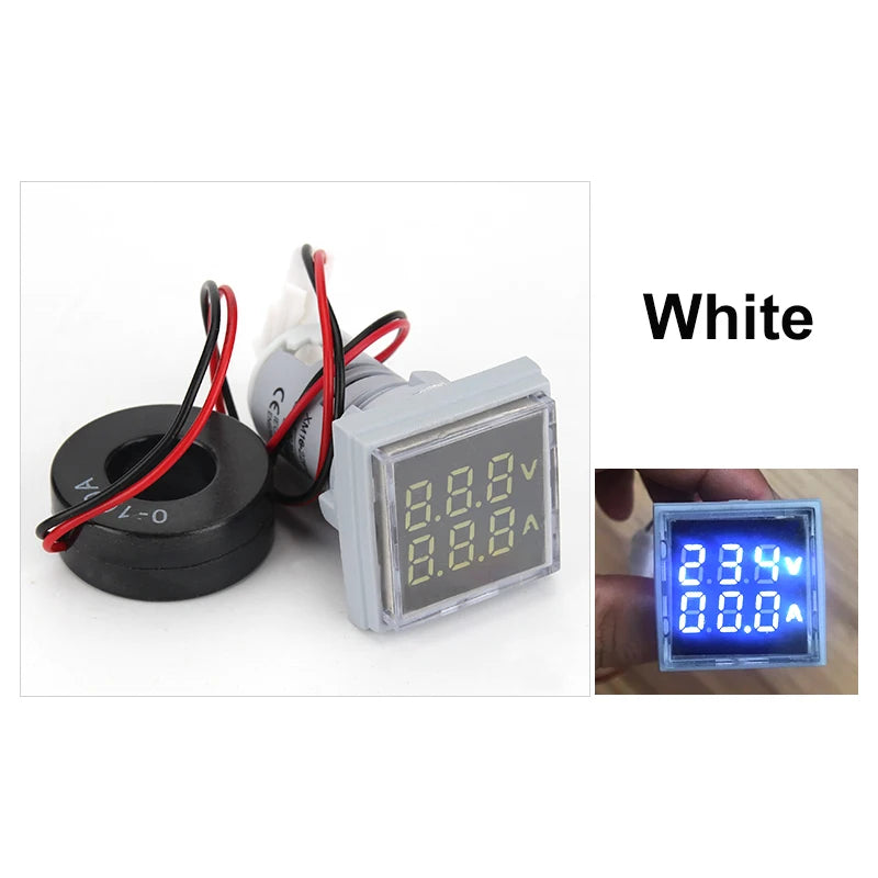 AC 60–500V LED Digital Voltmeter 22mm Panel Mount Voltage Indicator Digital Voltmeter Axl White