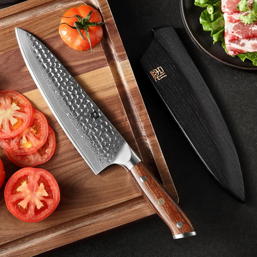 XINZUO 8.2" Damascus Steel Gyuto Chef Knife – Desert Ironwood Damascus Chef Knife Axl
