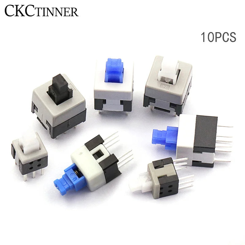 10PCS Self-Locking Tactile Push Button Micro Switch 6 Pin Kit Micro Switch Kit Axl UNLOCK 10pcs 8.5x8.5mm