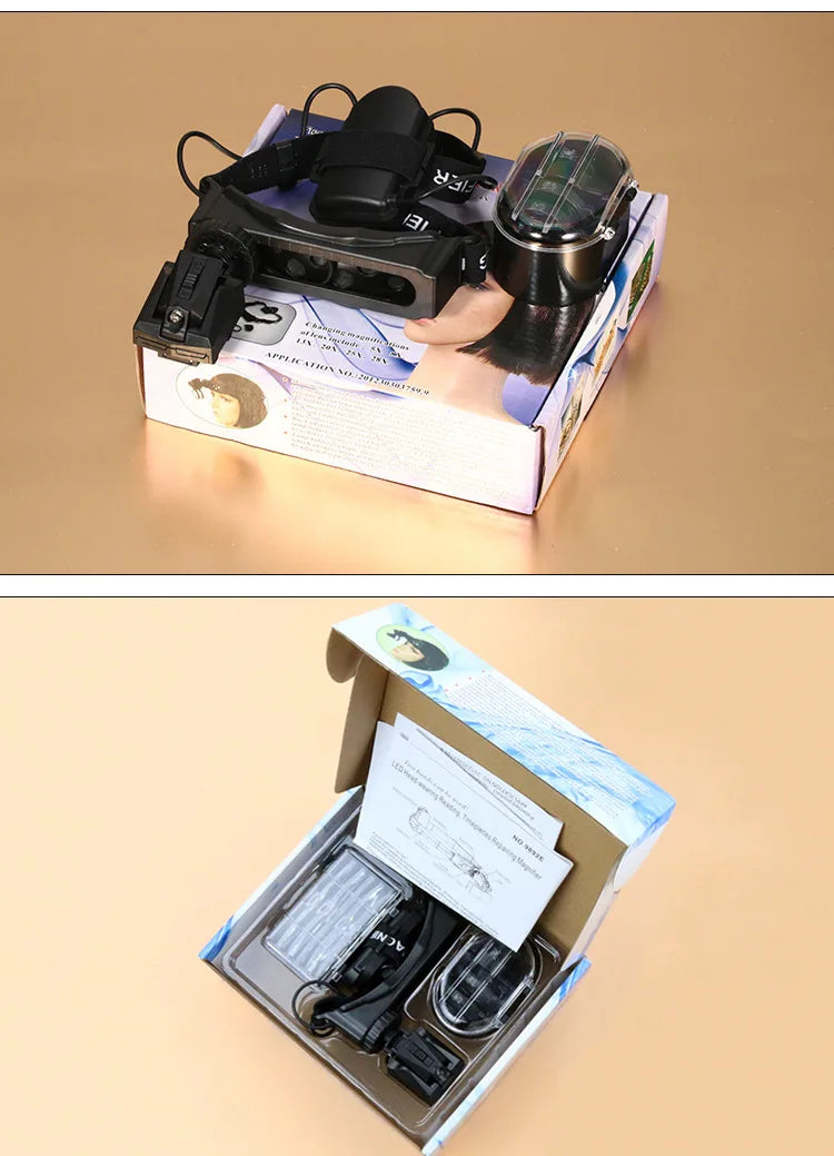 LED Head Magnifier Glasses 5x–20x – Wearable Loupe with Light Head Magnifier Loupe Axl