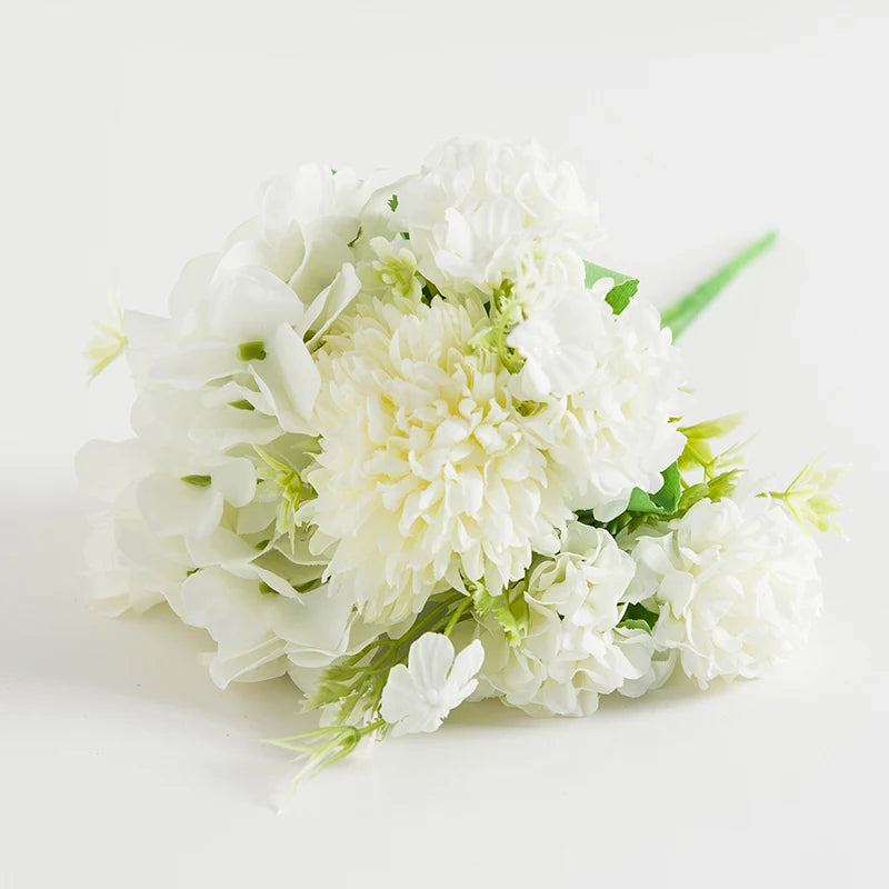 Silk Ball Chrysanthemum Artificial Flowers – Bouquet & Home Decor Artificial Silk Flowers Axl WHITE 2 pcs
