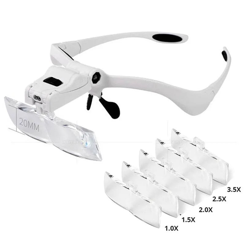 Headband LED Magnifier 1X–3.5X | 5 Lenses, Hands-Free Loupe Headband Magnifier Axl China Mainland Battery Include