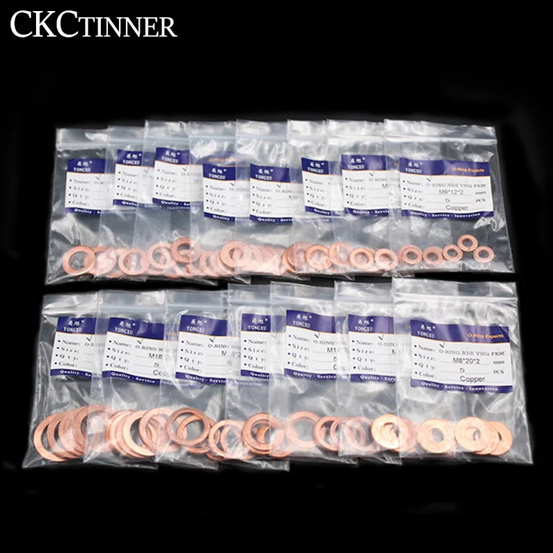 5-Pack 2mm Copper Washers M6–M20 | Marine & DIY Gaskets Copper Washers Axl M6x12