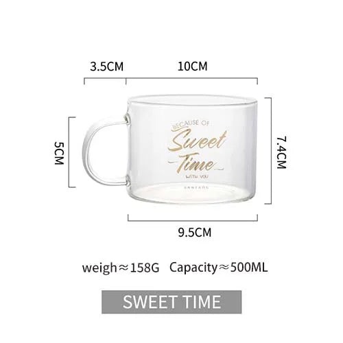 KEMORELA 500ml Creative Letter Glass Mug with Handle Glass Mug Axl 05-S 401-500ml