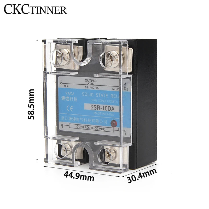 SSR Solid State Relay 10A 25A 40A DC-AC with Heat Sink & Cover Solid State Relay Axl