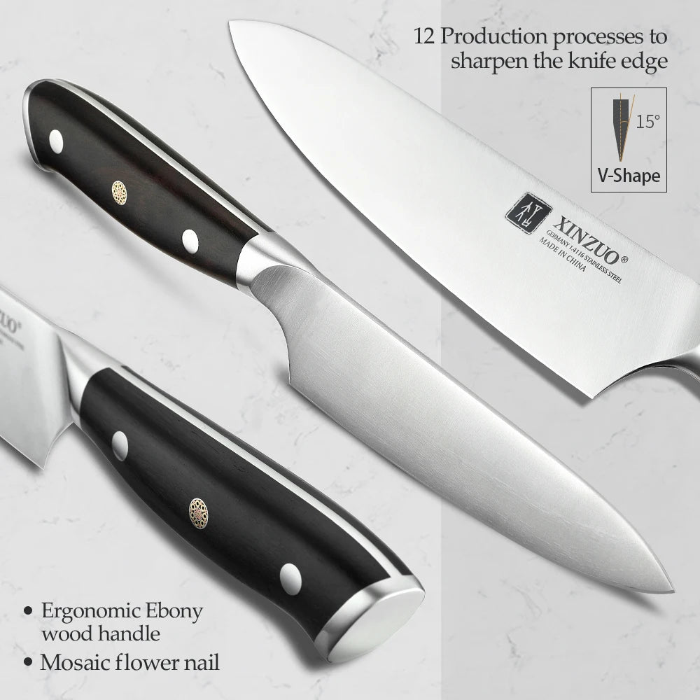 XINZUO 5-Inch Utility Knife – German 1.4116 Steel & Ebony Handle Kitchen Utility Knife Axl