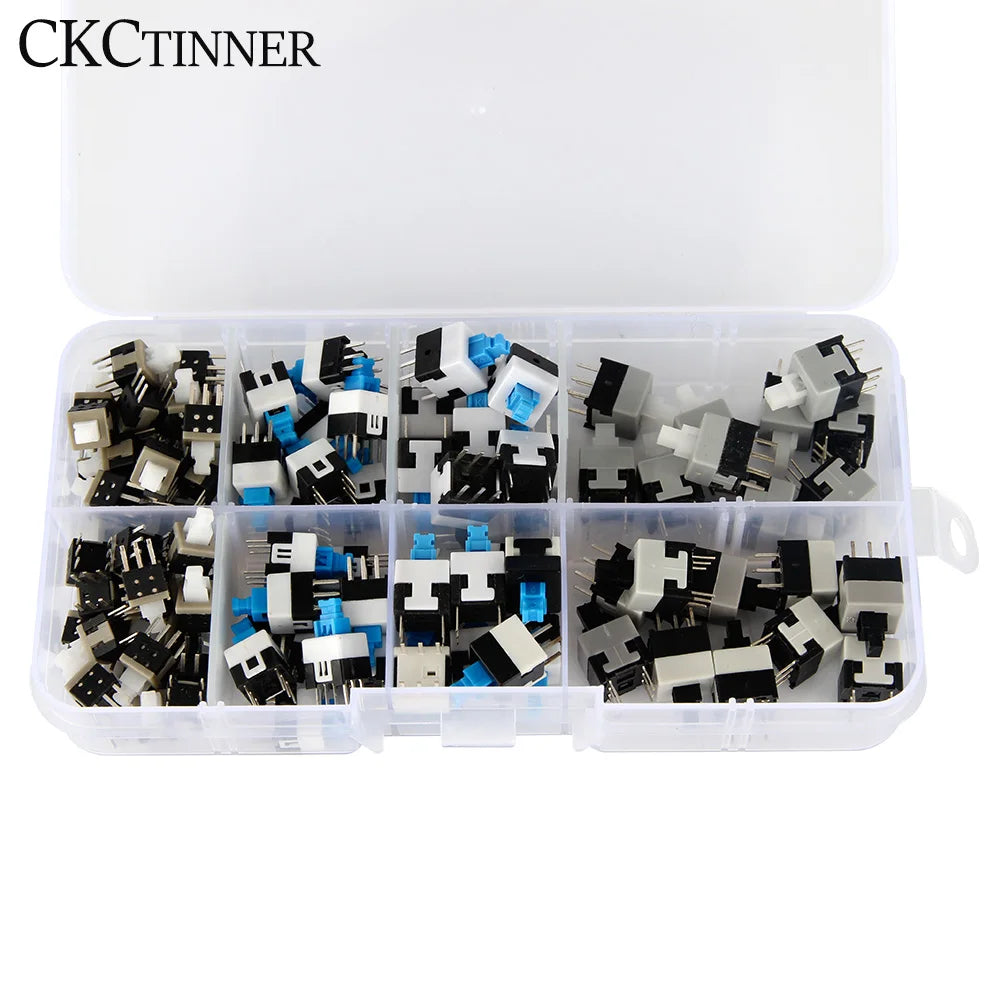 100PCS Tactile Micro Switch Kit – 6-Pin Self-Locking Button Switches Micro Switch Kit Axl