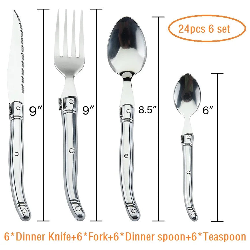 Laguiole Stainless Steel Cutlery Set – 4–24 Piece Silverware Cutlery Set Axl 24pcs 6 set China Mainland