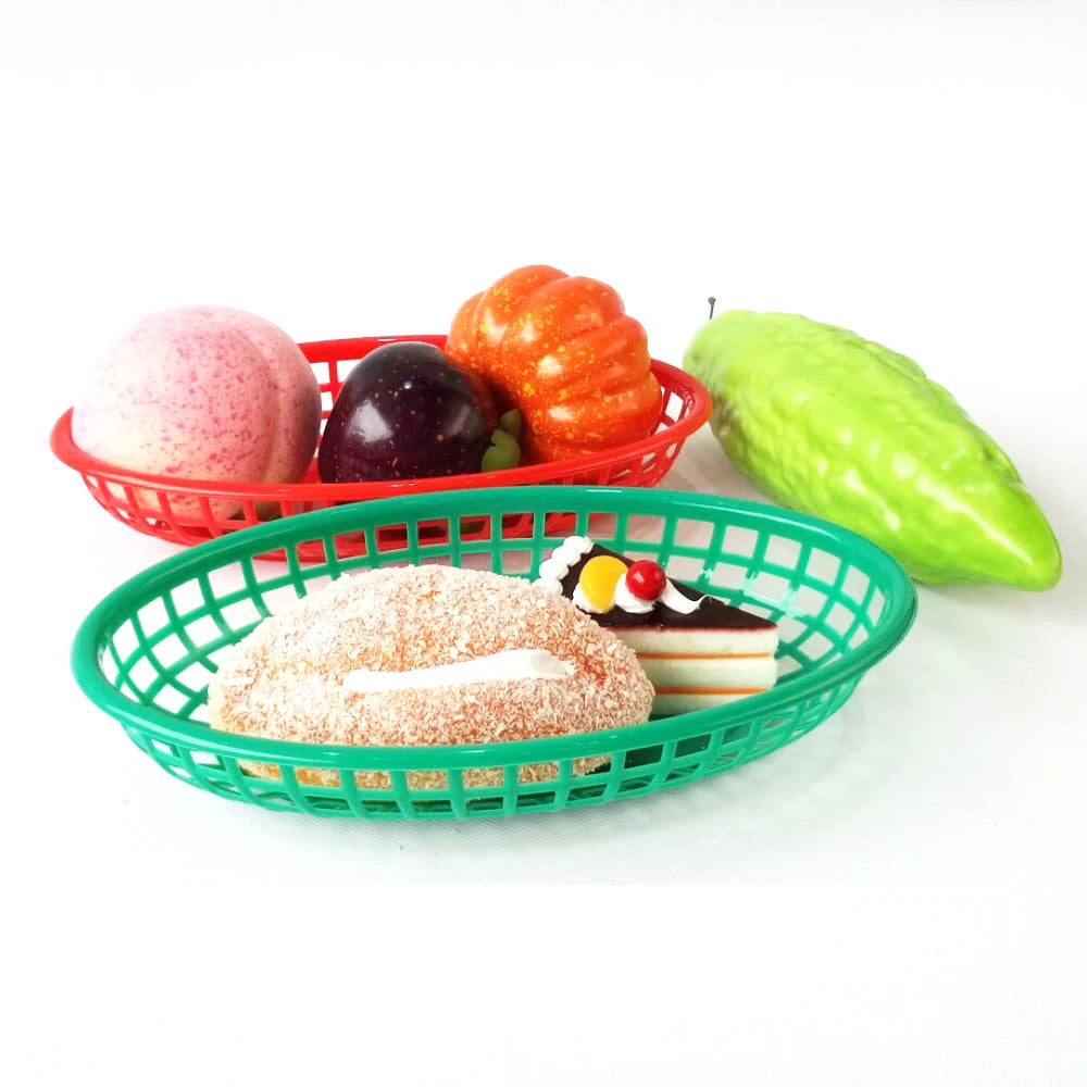 Reusable Plastic Oval Food Serving Baskets – 6, 10 or 24 Pack Food Serving Basket Axl