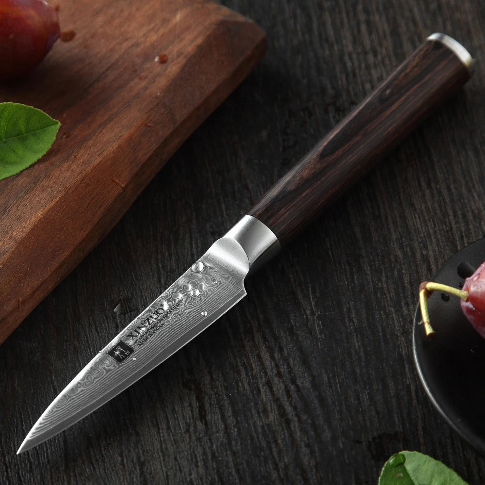 XINZUO 3.5" 67-Layer Damascus Paring Knife | Pakkawood Handle Damascus Paring Knife Axl