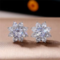 Huitan Crystal Flower Stud Earrings | Cubic Zirconia Women Crystal Stud Earrings Axl E1226