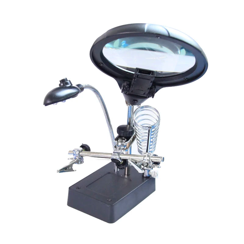 LED Desktop Magnifier with Light – 3 Lens 2.5x–10x Stand Desktop LED Magnifier Axl