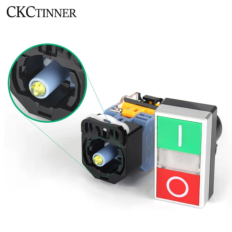 LA38-11RG 22mm Illuminated Double Push Button Switch Red Green Push Button Switch Axl