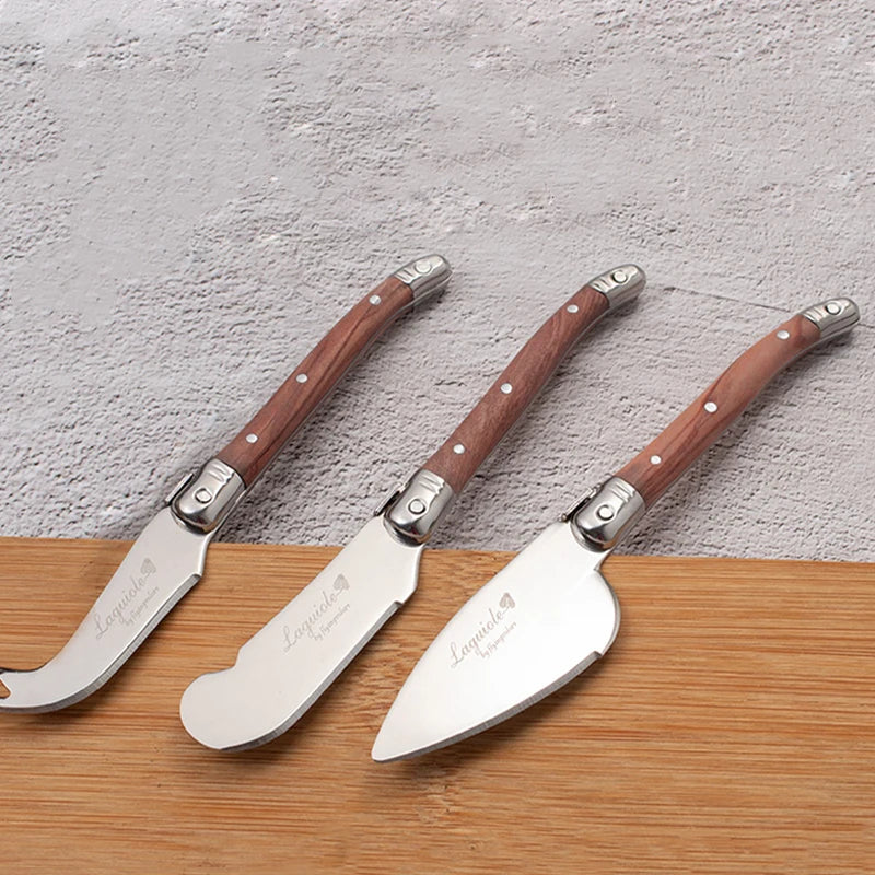 3-Piece Laguiole Cheese Knife Set – Wood Handle Spreaders Cheese Knife Set Axl