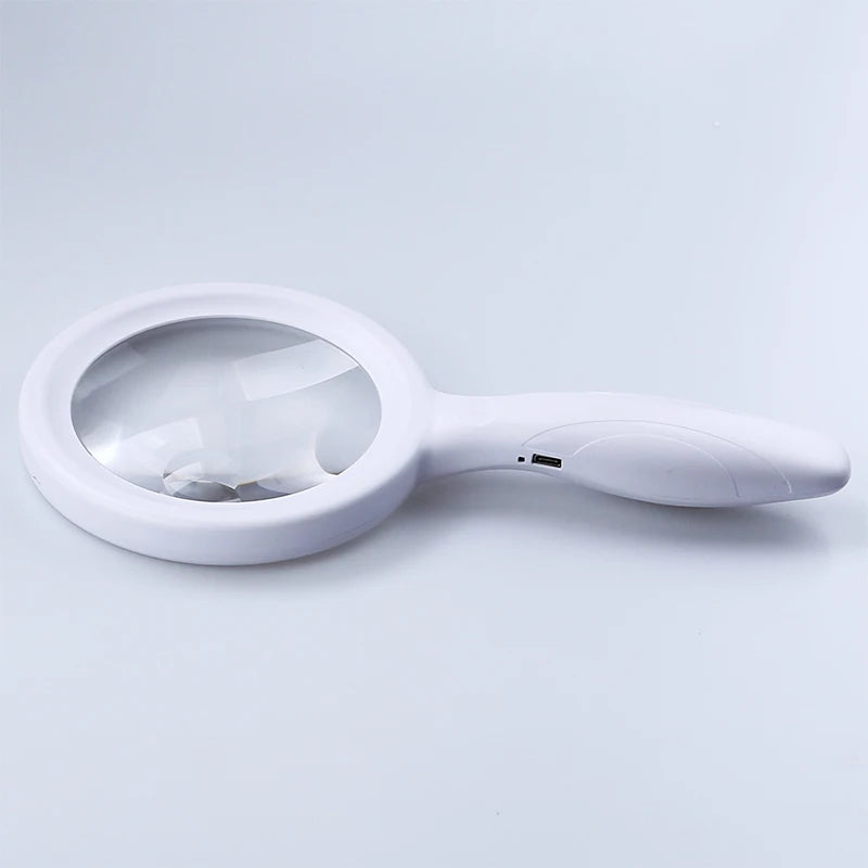 LED Handheld Magnifying Glass USB Rechargeable 2X 13X Ring Light LED Magnifying Glass Axl